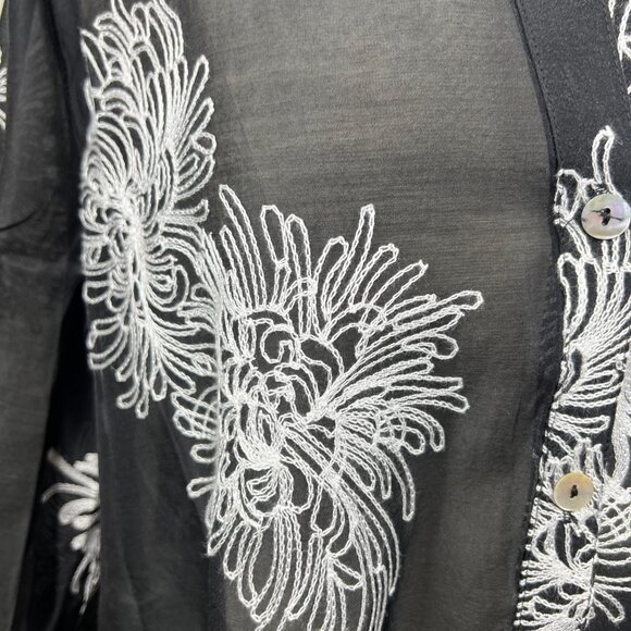 NWT Womens Multiples Black/White Embroidered 3/4 Sleeve Tunic Artsy Size L - Picture 6 of 10